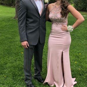 Baby pink tight prom dress